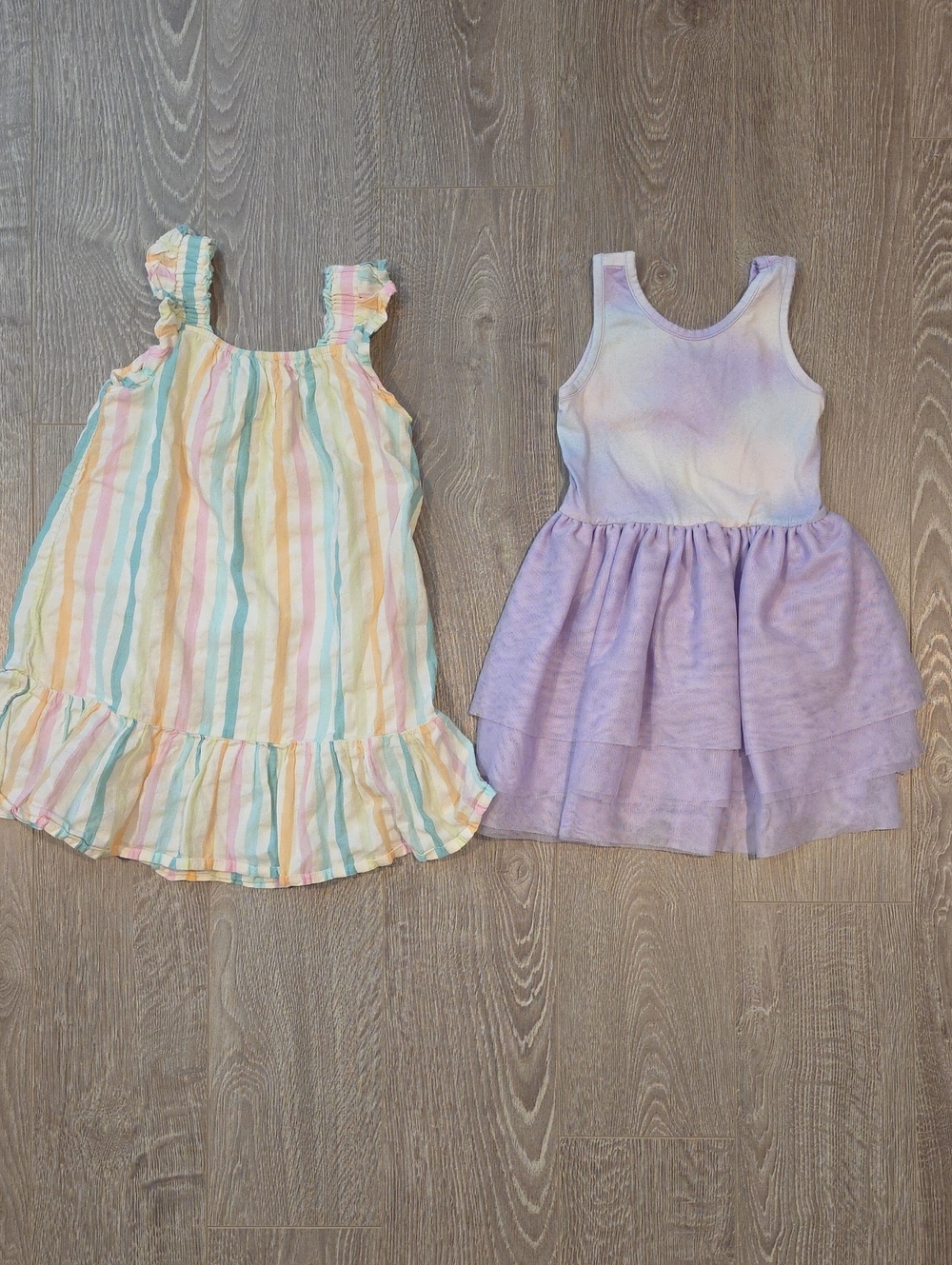 2 Girls Dress - Pastel Stripes Lavender Tulle Dress
